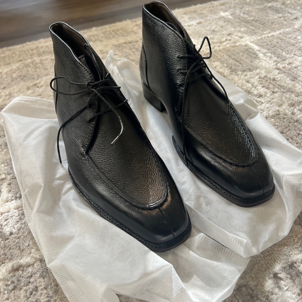 Men's Black Handmade Pure Leather Ankle Boots